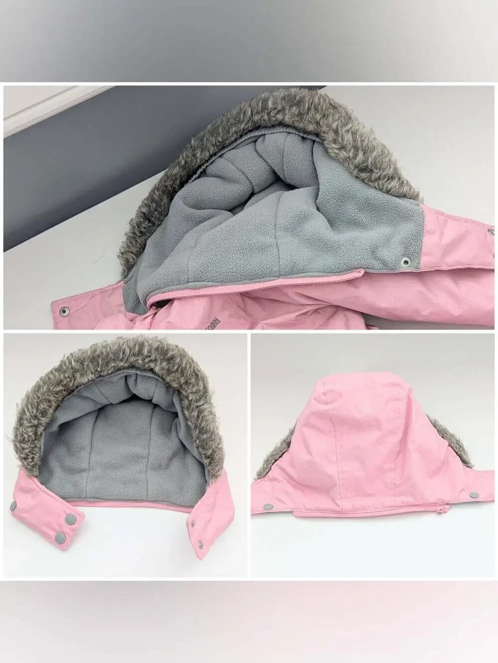 OshKosh B'gosh Girls' (4T) Pink Puffer Jacket/Coat w/ Faux Fur Removable Hood